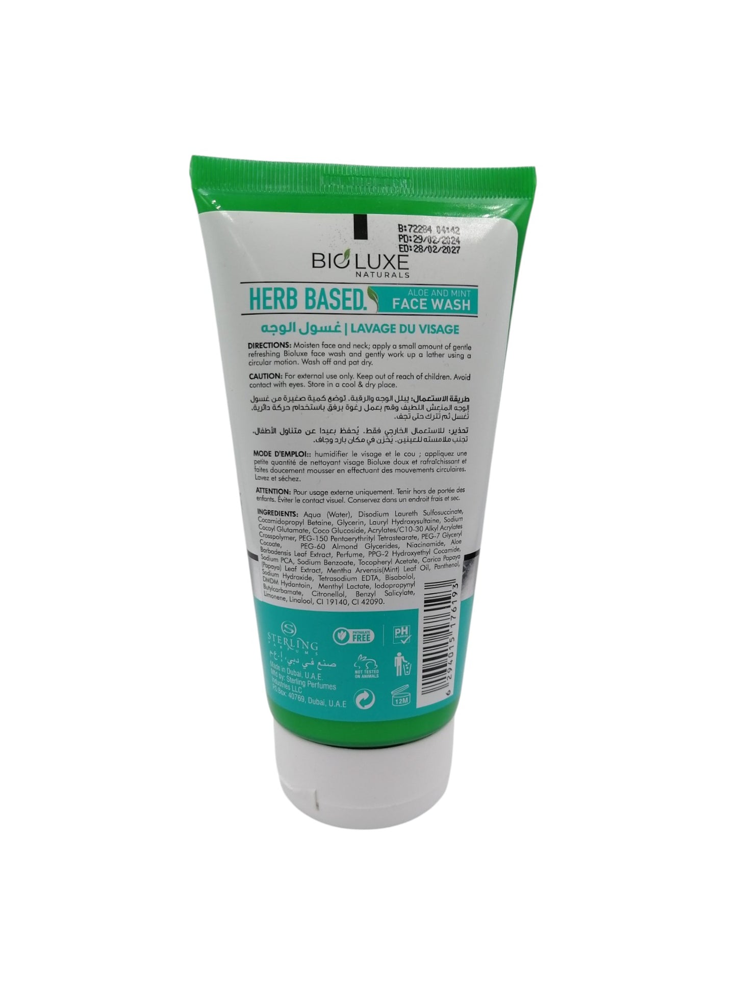 Bio Luxe Face Wash Alovera and mits 150Ml غسول وجه بيو لوكس الوفير ونعنع