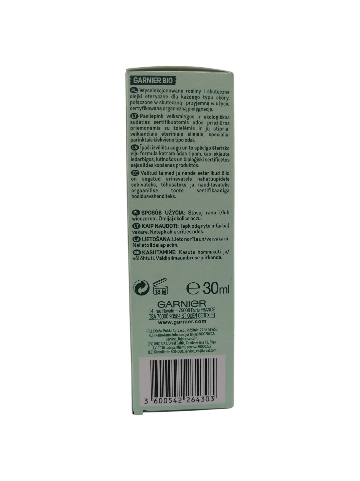 GARNIER BIO SMOOTH& GLOW FACIAL OIL 30ML غارنير زيت للوجه