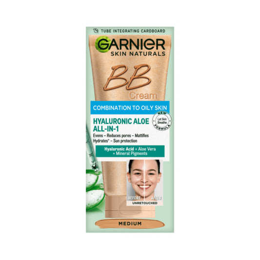 Garnier Hyaluronic Aloe Moisturizing BB Cream BB For Oily & Combination Skin - Medium Shad غارنير بودرة سائل بي بي