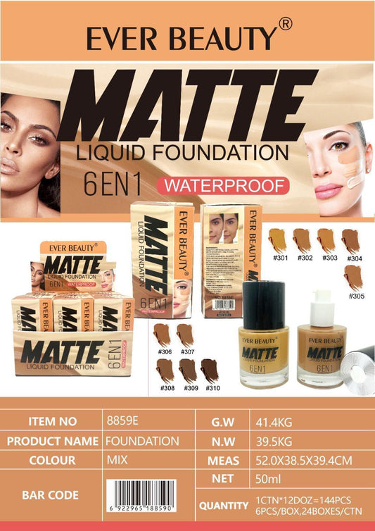 Ever Beauty Liquid Foundation Waterproof ايفر بيوتي فاونديشن بودرة سائل ضد الماء