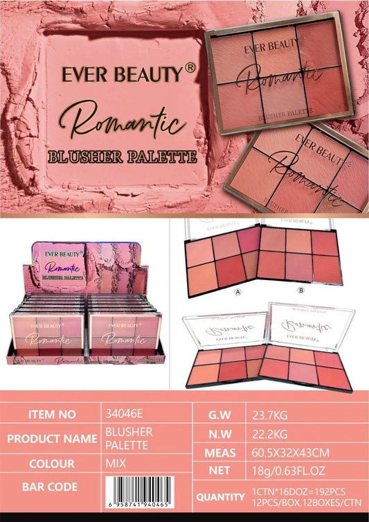 Ever Beauty Blusher Palette 6Colors  ايفر بيوتي بلاشر 6 الوان