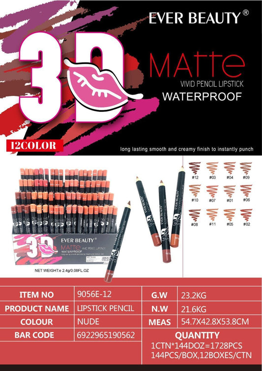 Ever Beauty Pencil LipStick Matte Waterproof ايفر بيوتي قلم احمر شفاه ضد الماء مطفي