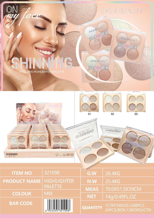 Ever Beauty Highlighte Palette 4 Colors ايفر بيوتي هاي لايت 4 الوان