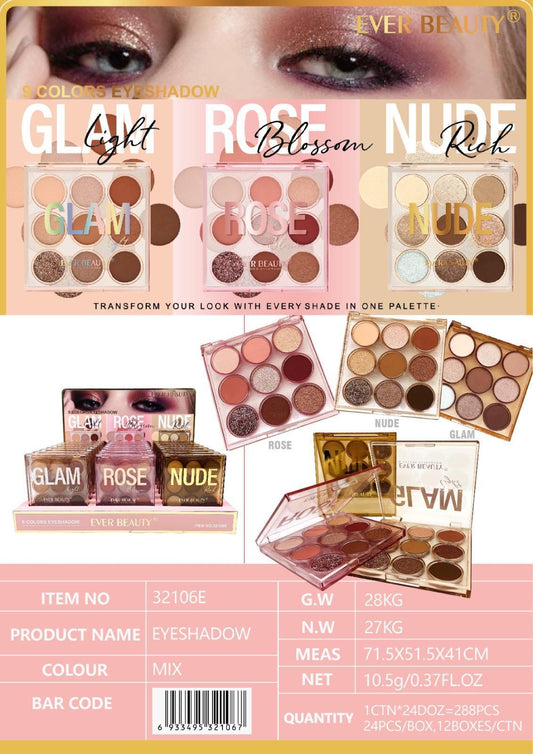 Ever Beauty Professional Makeup EyeShadow Palette 9 Colors ايفر بيوتي اي شادو 9 لون
