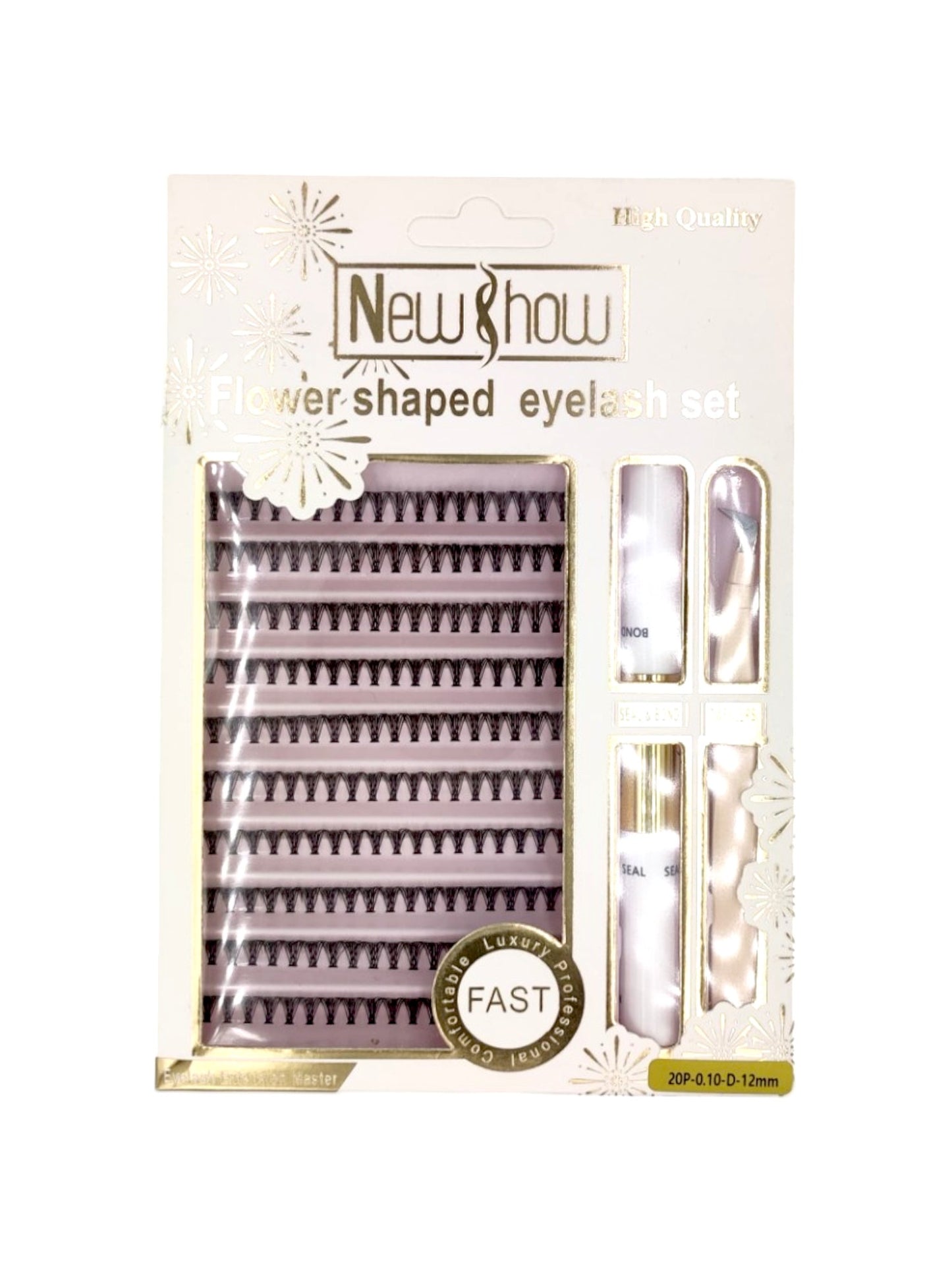 رموش طرفية للتكثيف مع لاصق مع ملقط