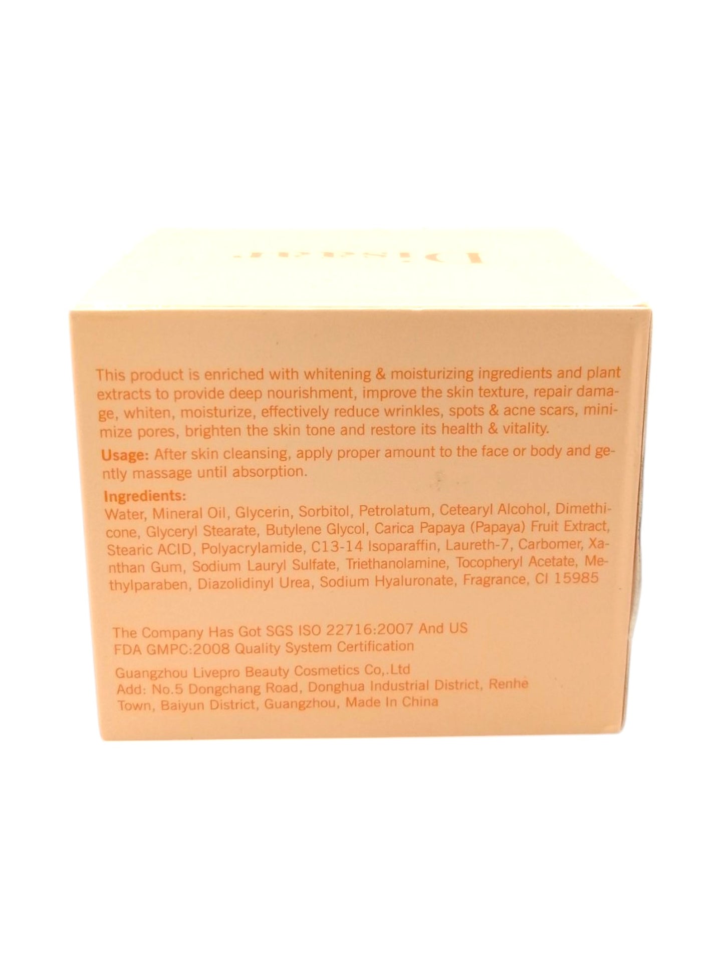 Dissar Extract Papaya Whitening كريم تفتيح