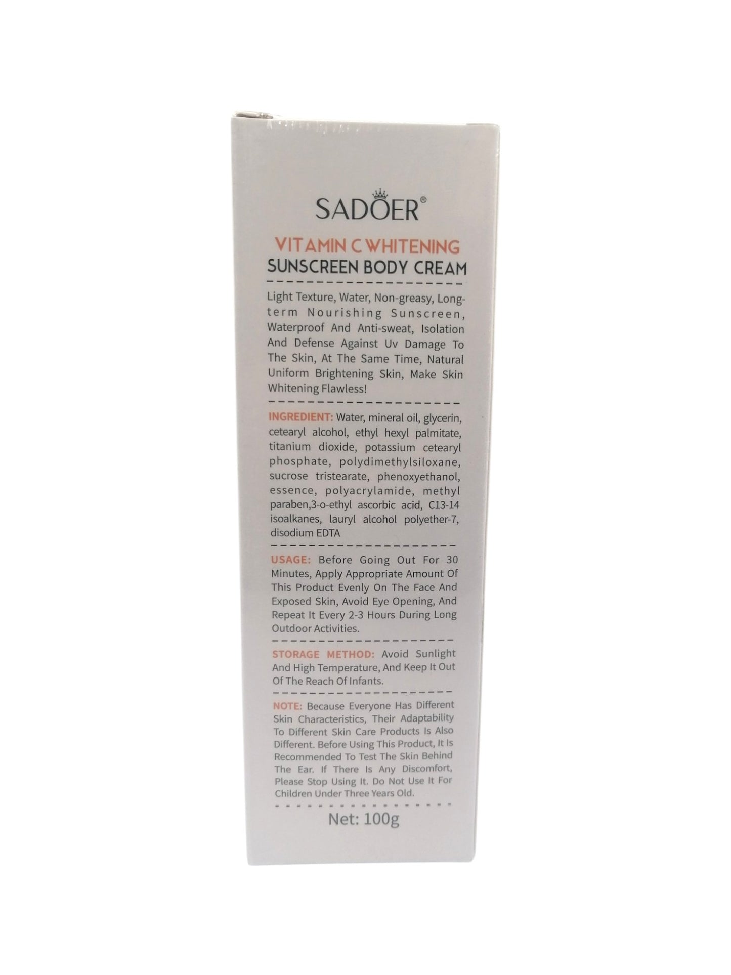 SADOER Sunscreen SPF 20+ PA+++ مرطب مع واقي شمس للجسم والوجه