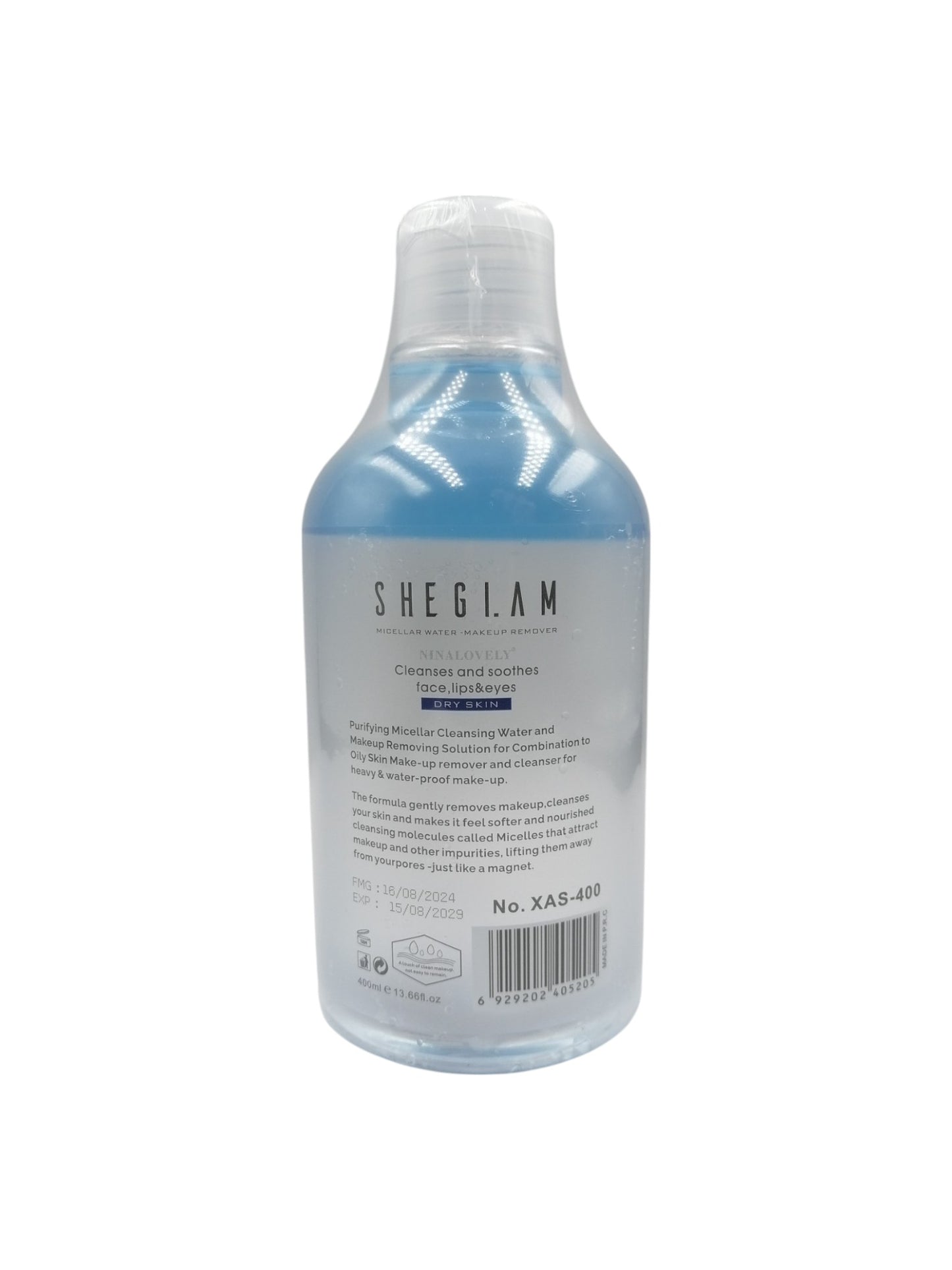 SHEGLAM MICELLAR CLEANSING WATER (DRY SKIN) 400ML ماء ميسيلار شيغلام للبشرة الجافة