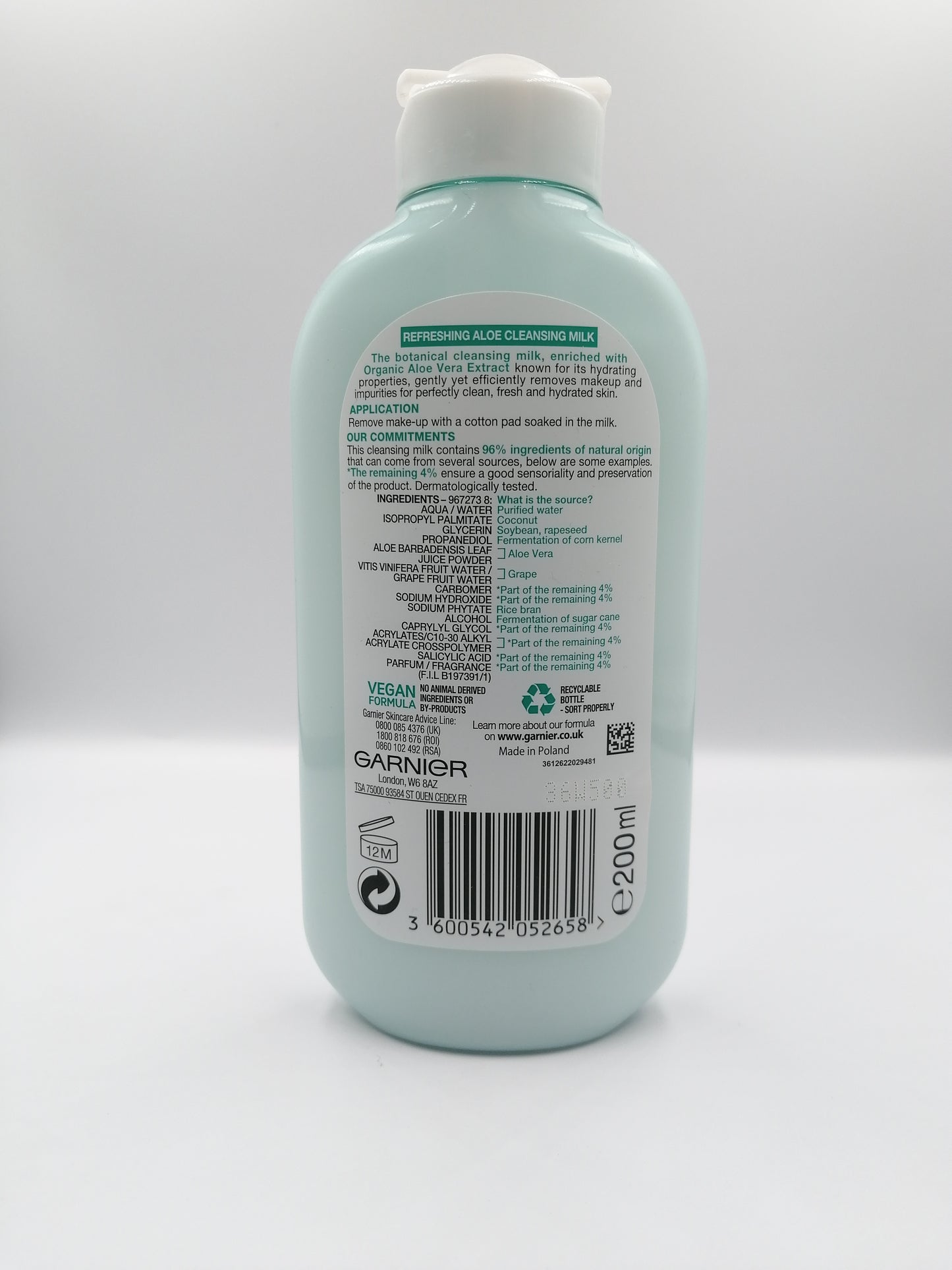 حليب التنظيف المنعش بخلاصة الصبار من (Garnier skinActive) 200ml